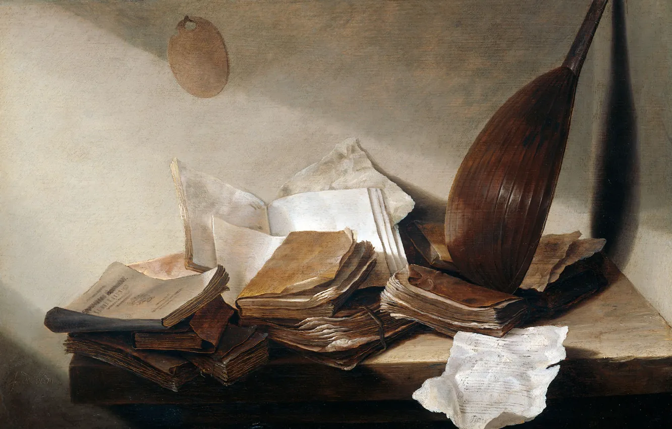 Photo wallpaper oil, picture, Jan Davidsz de Heem, 1630, Jan Davidsz. de Heem, Still life with Books
