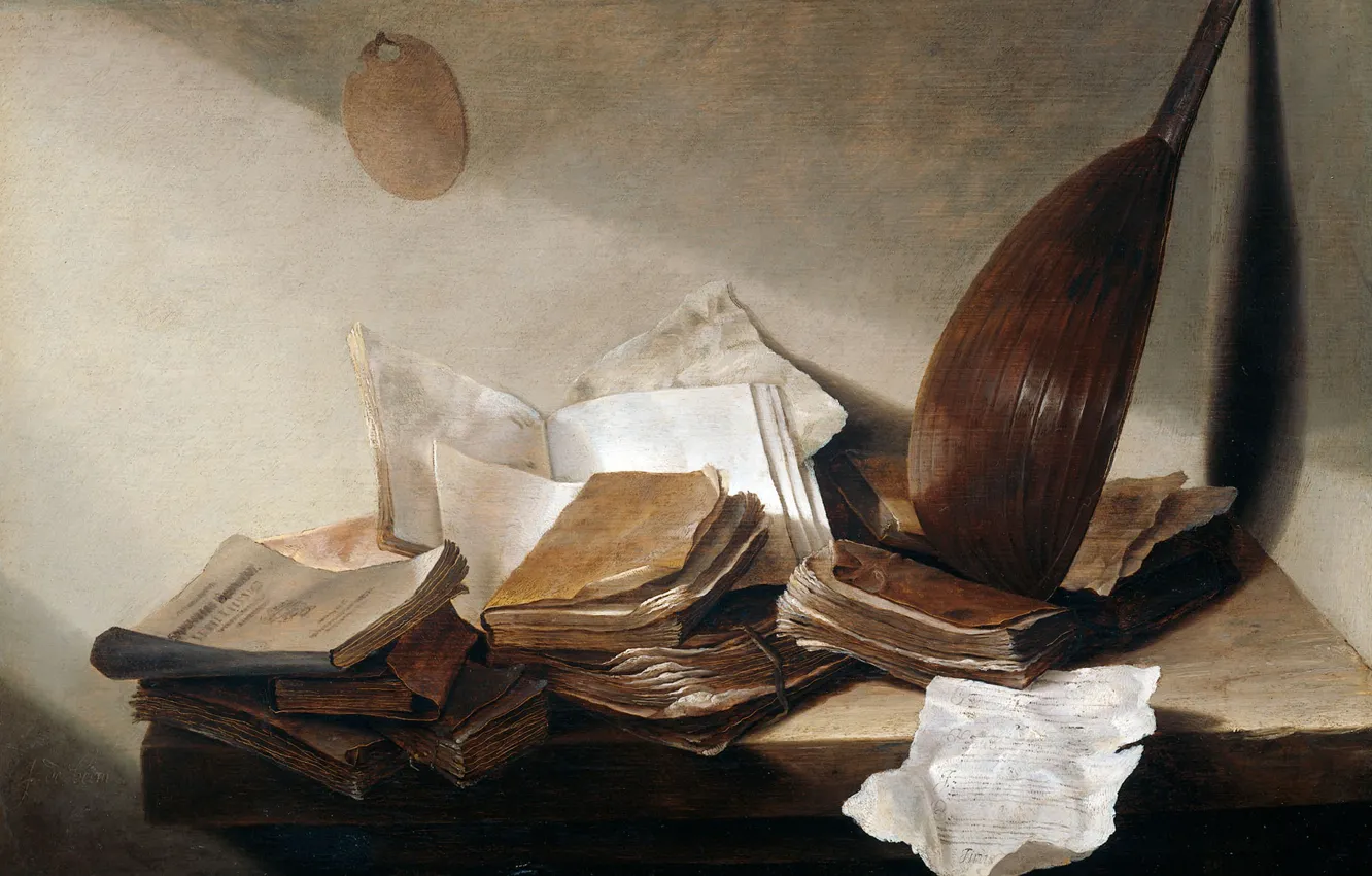 Photo wallpaper oil, picture, still life with books, Jan Davidsz de Heem, 1630, Jan Davidsz. de Heem