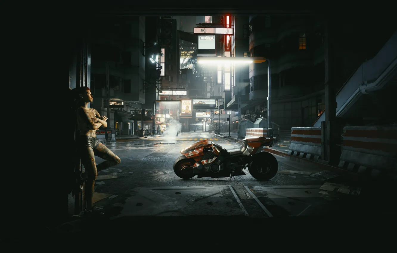 Photo wallpaper the game, bike, cyberpunk, CD Projekt RED, Cyberpunk 2077