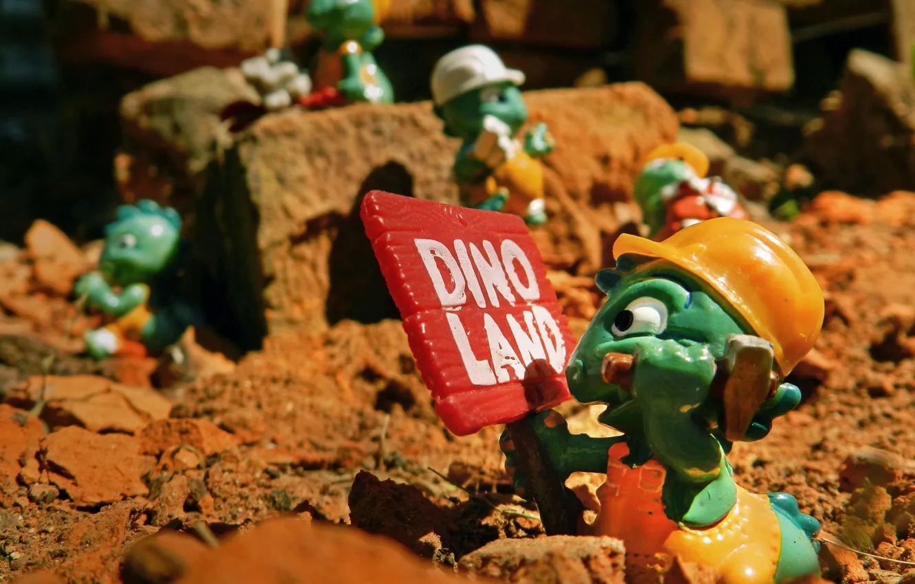 Photo wallpaper childhood, plate, toy, construction, hammer, cap, surprise, kinder