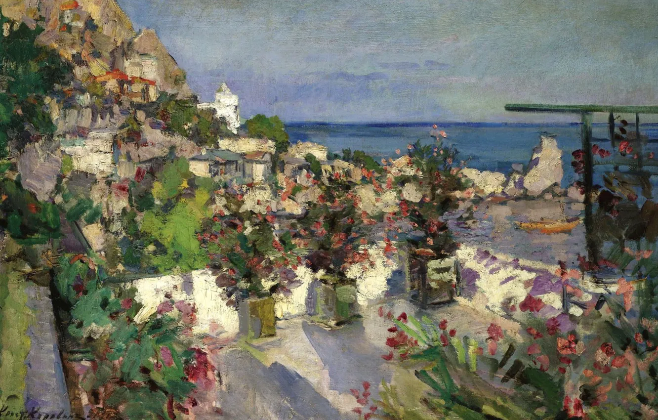 Photo wallpaper picture, impressionism, Konstantin Korovin, The view from the Terrace. Gurzuf
