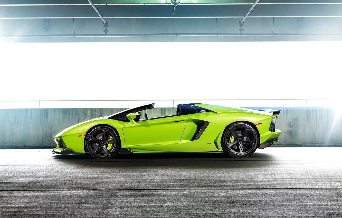 Photo wallpaper car, green, lamborghini, supercar, tuning, aventador, vorsteiner, aventador