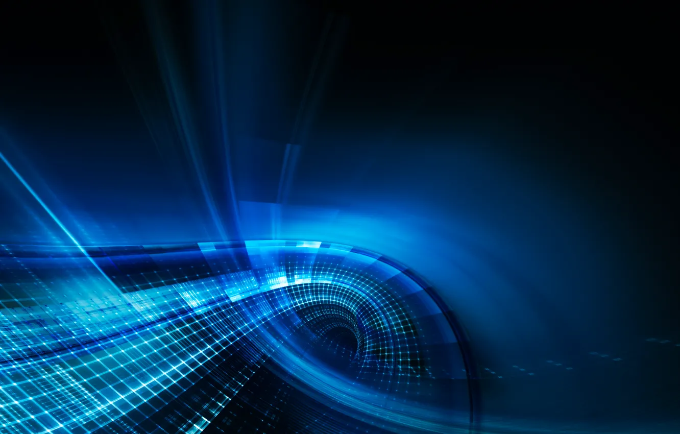 Photo wallpaper line, blue, glow, squares, curves