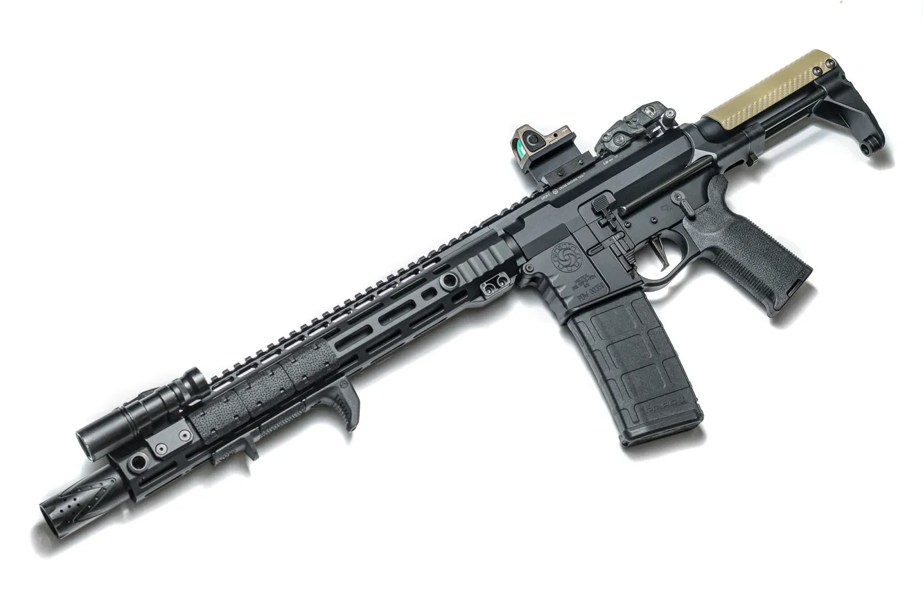 Photo wallpaper design, carabiner, assault rifle