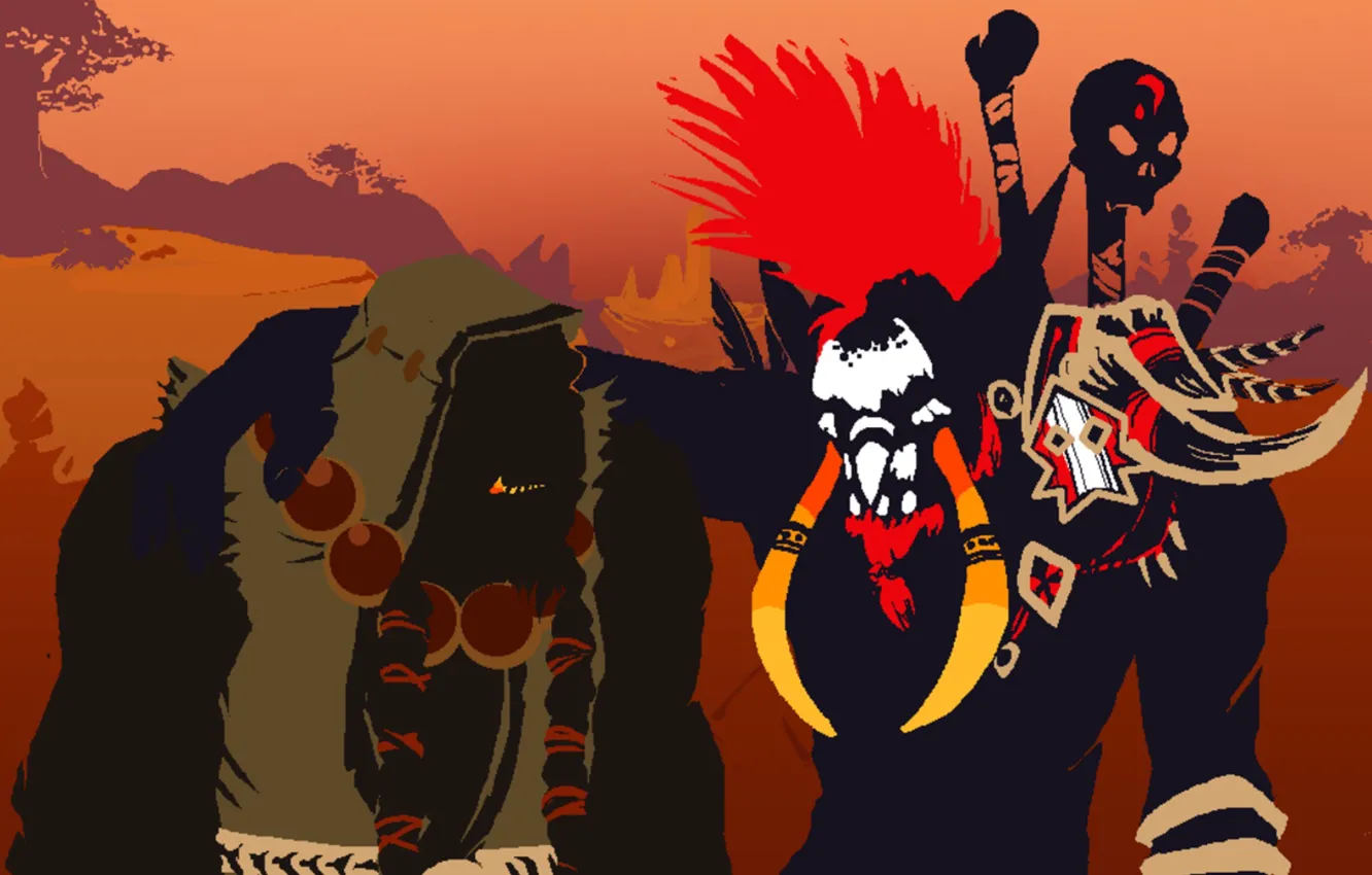Photo wallpaper each, art, World of Warcraft, brothers, Orc, Troll, brothers, troll