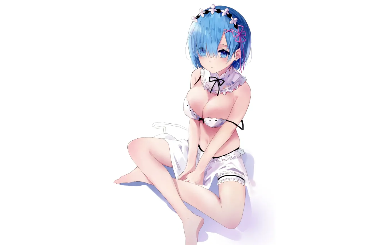 Photo wallpaper girl, sexy, lingerie, bra, cleavage, legs, boobs, anime