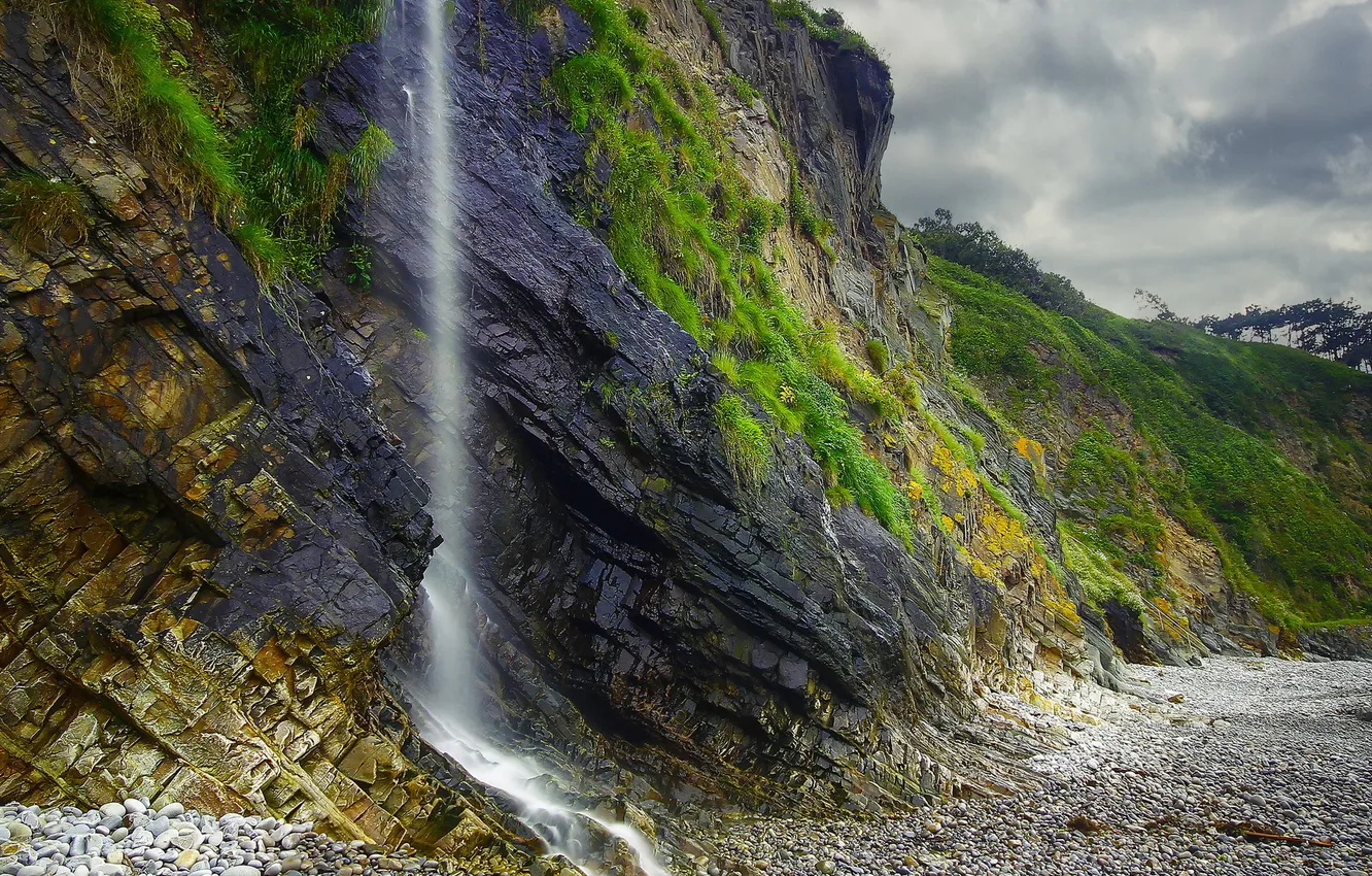 Photo wallpaper nature, mountain, waterfall