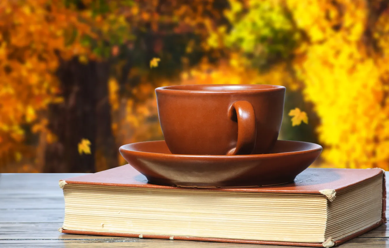 Photo wallpaper autumn, coffee, Cup, book, cup, coffee, books