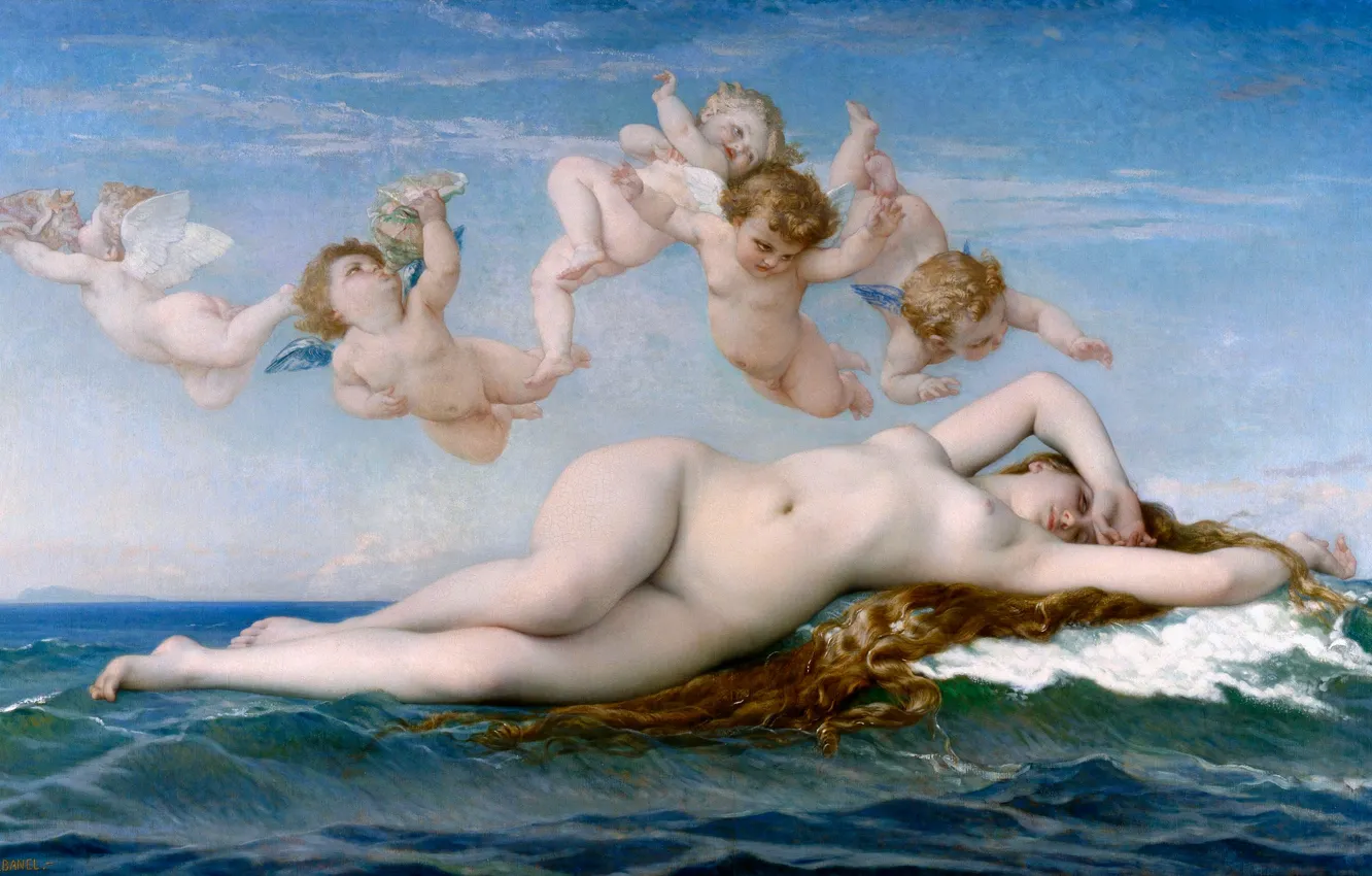 Photo wallpaper 1863, The Birth Of Venus, Alexander Cabanel, Alexandre Cabanel, The Birth of Venus