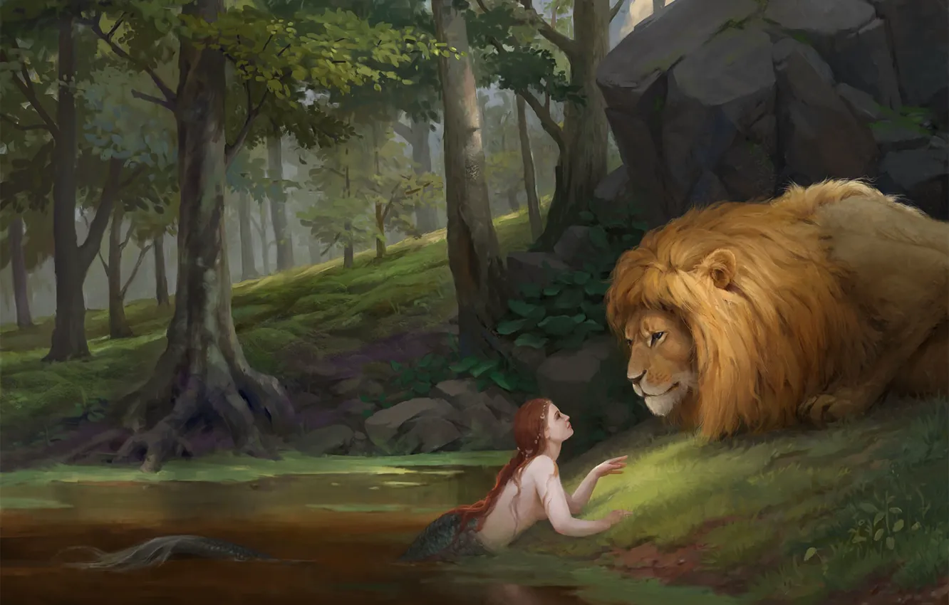 Photo wallpaper nature, fiction, mermaid, Leo