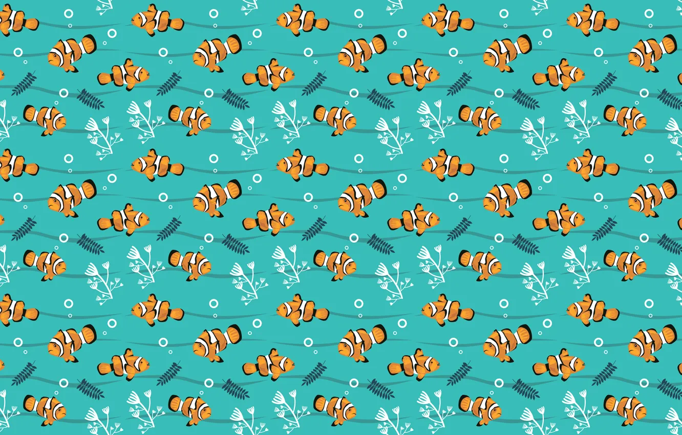 Photo wallpaper fish, algae, pattern