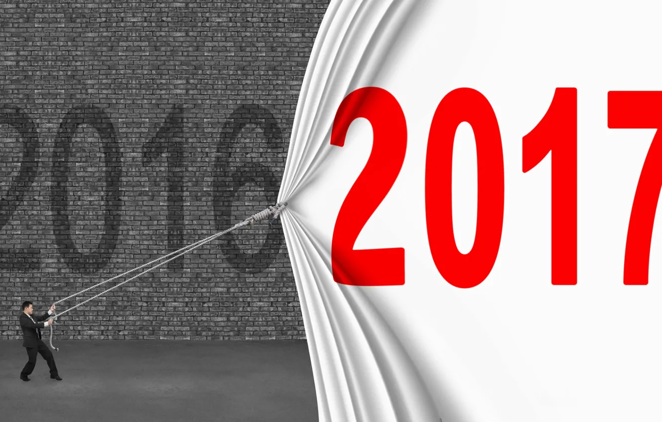 Photo wallpaper holiday, figures, rope, curtain, the number, 2017