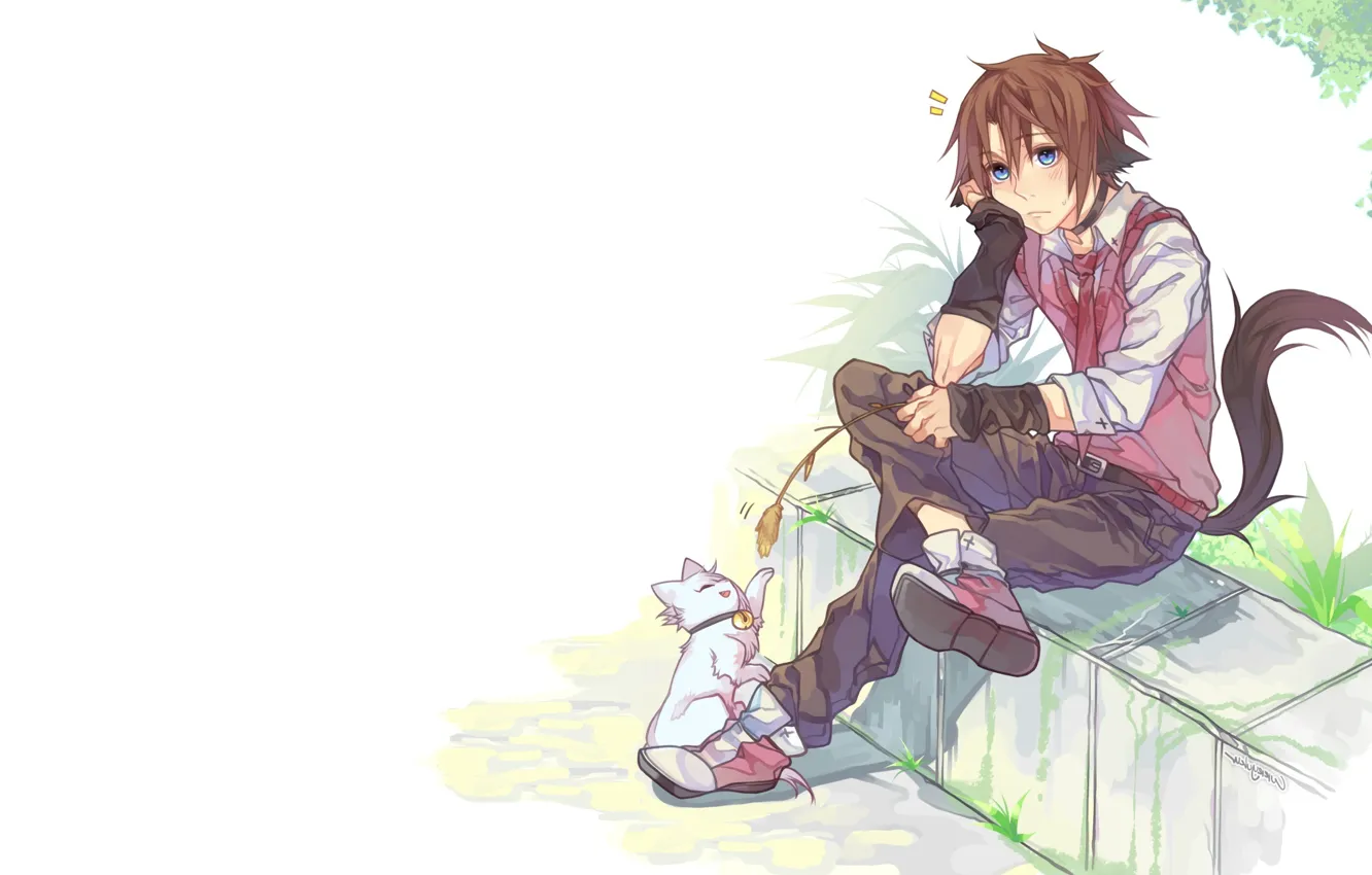 Photo wallpaper anime, art, guy, kitty, neko