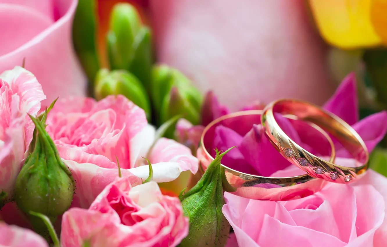 Photo wallpaper flowers, roses, bouquet