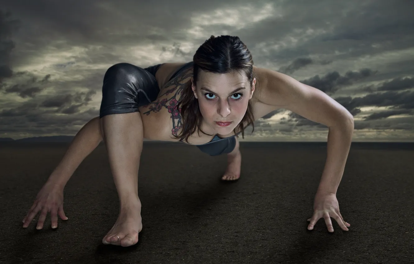 Photo wallpaper girl, training, Crawl Yoga