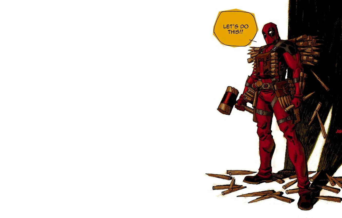 Photo wallpaper shadow, hammer, Deadpool, Cola