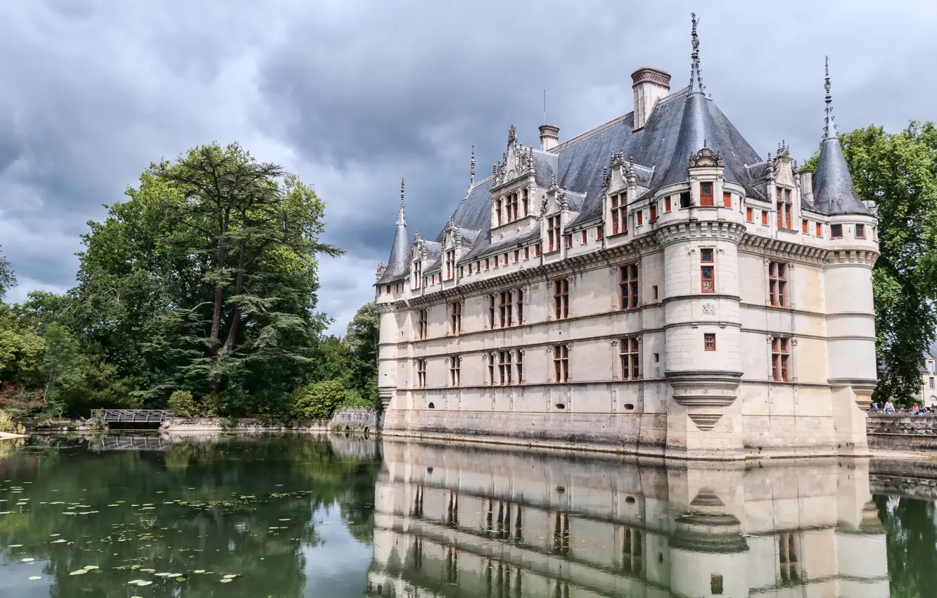 Photo wallpaper lake, Park, castle, France, The castle of Azay le Rideau