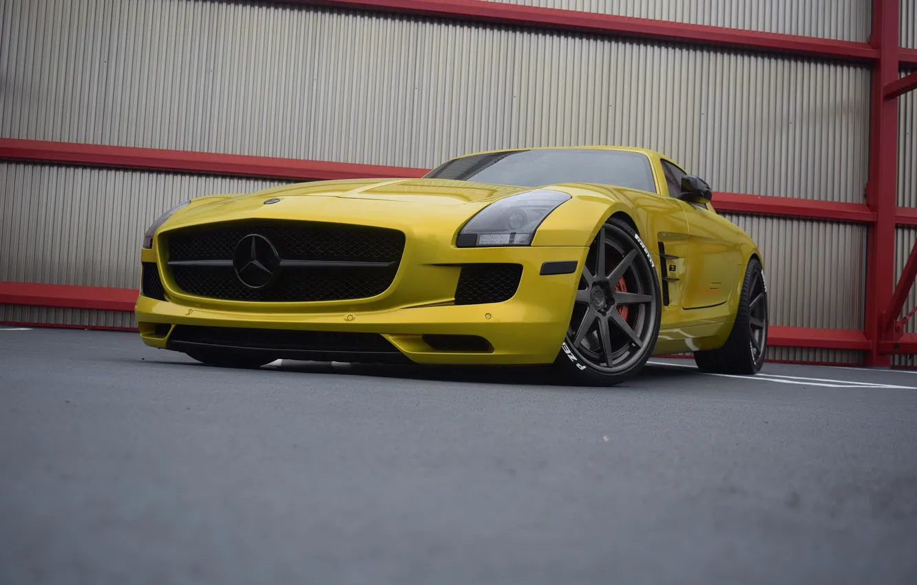 Photo wallpaper Mercedes, AMG, SLS, Yellow