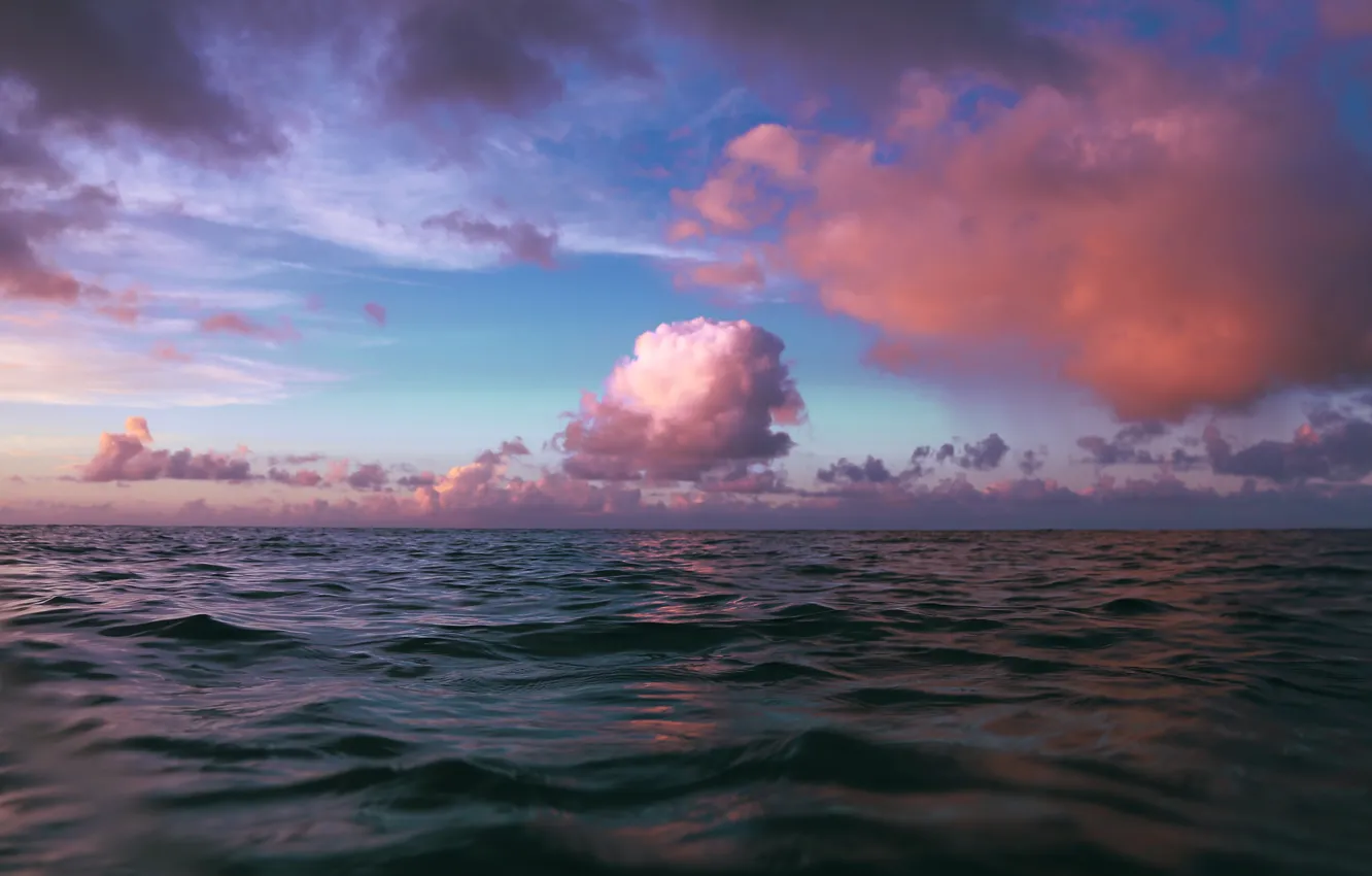 Photo wallpaper sea, the sky, water, clouds, sunset