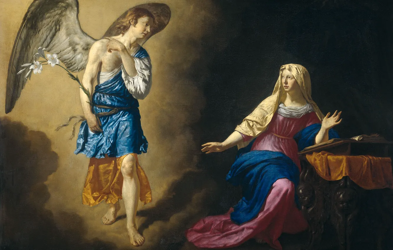 Photo wallpaper oil, picture, religion, canvas, mythology, The Annunciation, Adriaen van de Velde
