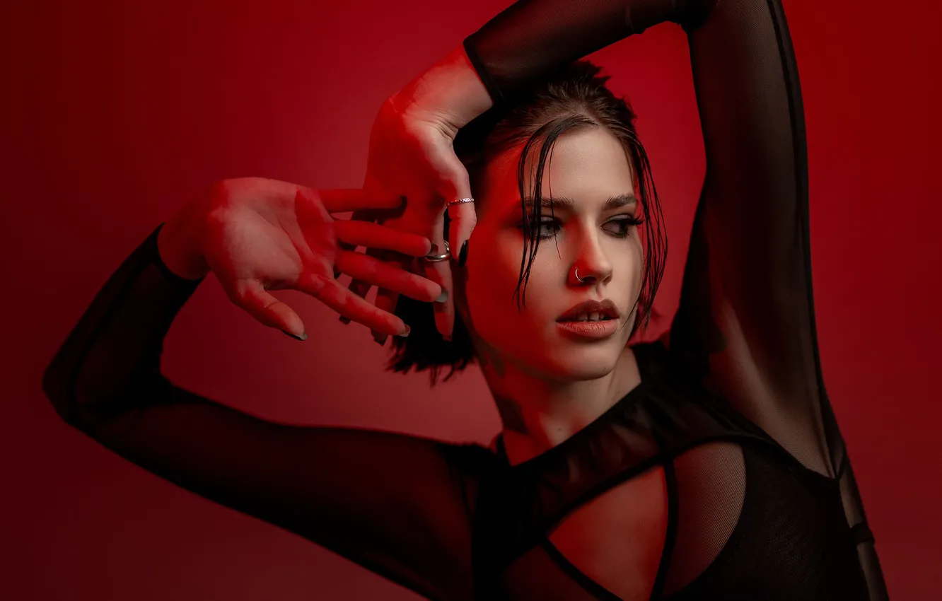 Photo wallpaper pose, model, portrait, hands, makeup, brunette, hairstyle, Alice