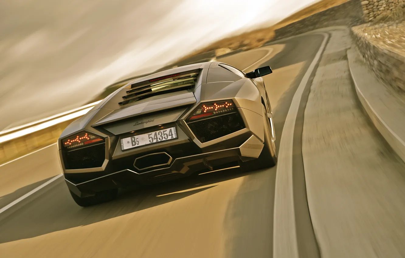Photo wallpaper road, the sky, Lamborghini Reventon