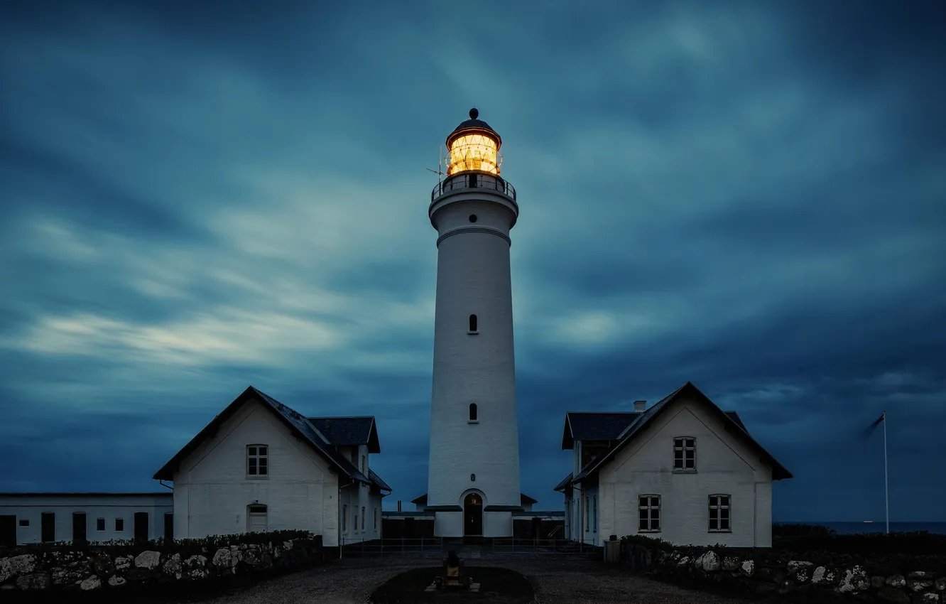 Photo wallpaper clouds, lighthouse, the evening, Sednaya