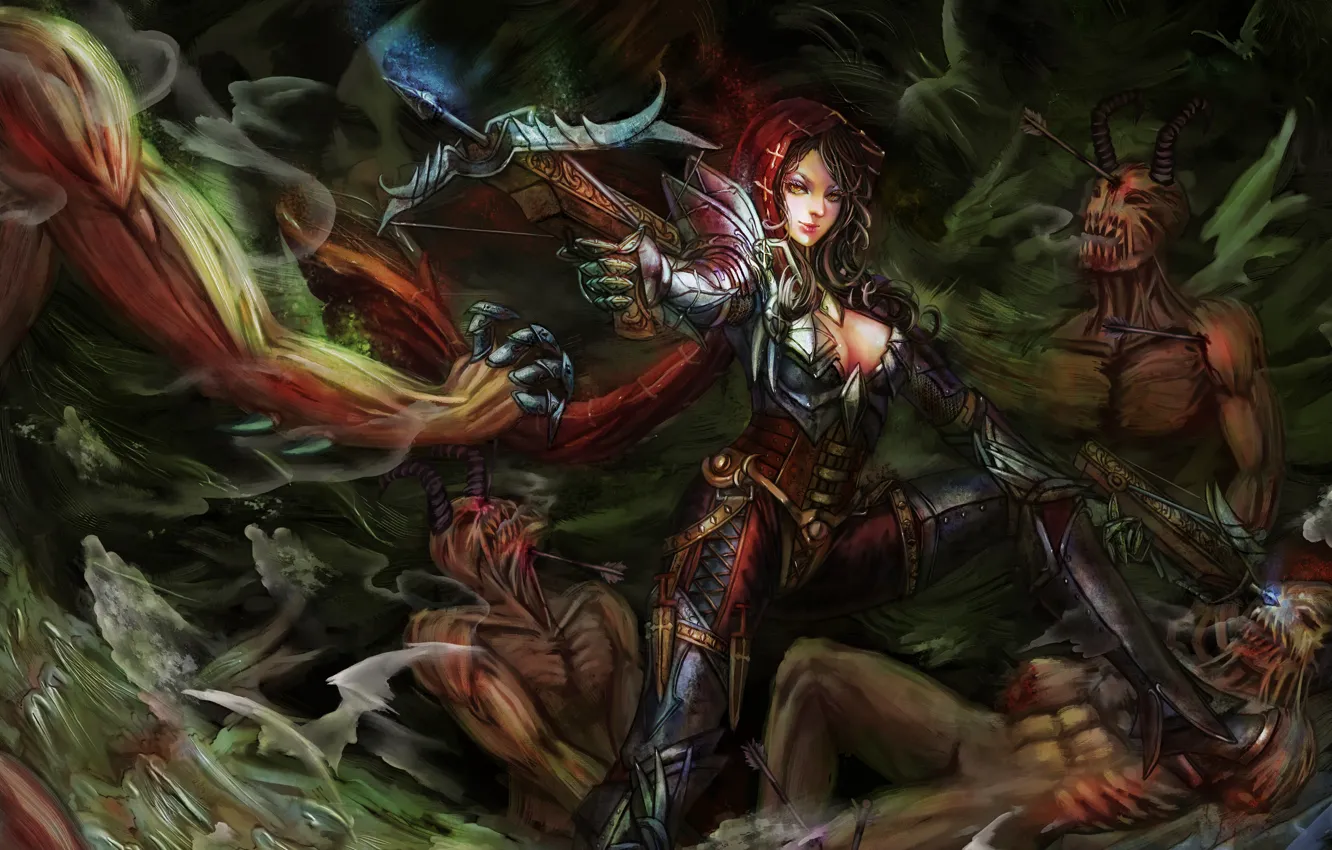 Photo wallpaper girl, Diablo 3, art, Demon Hunter