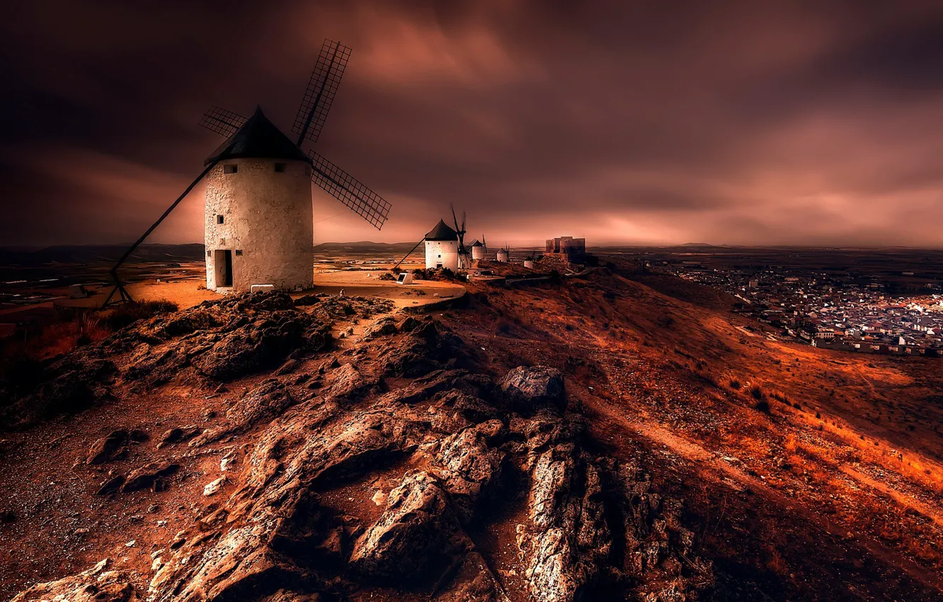 Photo wallpaper windmills, mill, Spain