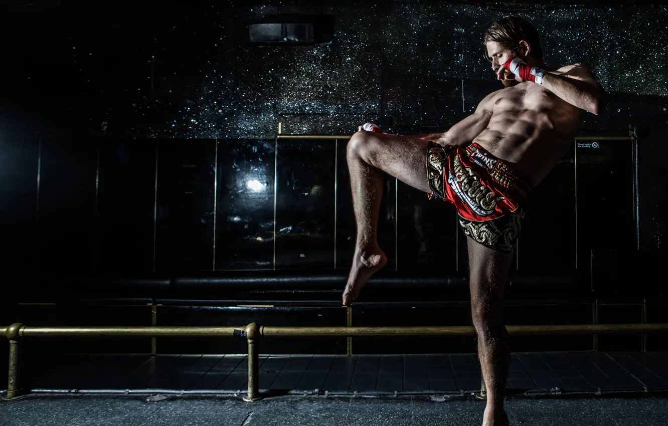 Photo wallpaper fighter, Muay Thai, Shadow Fight