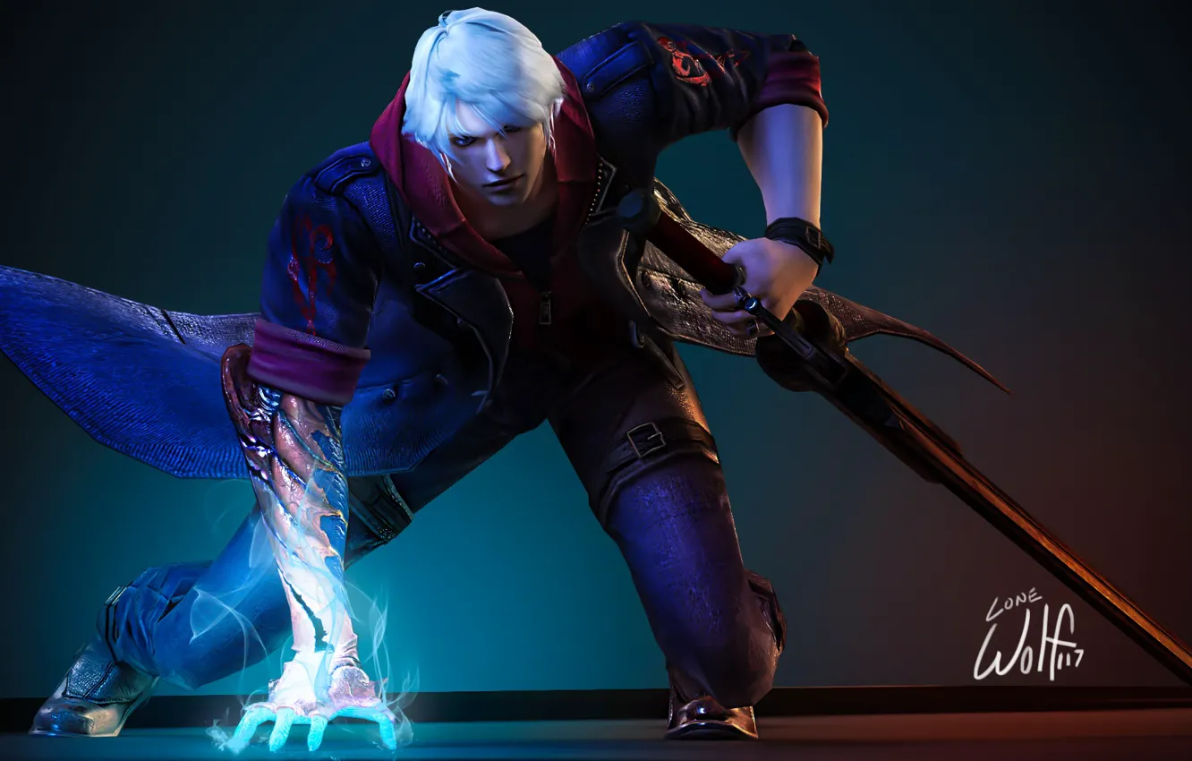 Photo wallpaper sword, art, guy, Capcom, Nero, Devil May Cry