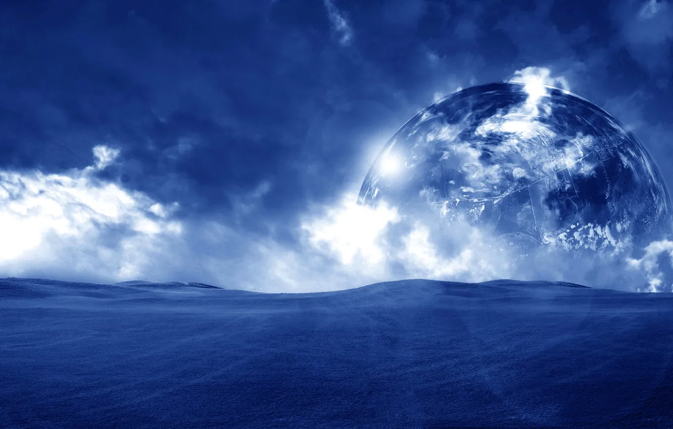 Photo wallpaper sand, the sky, clouds, planet