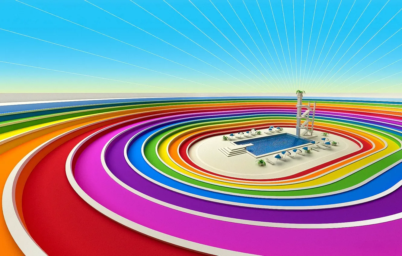 Photo wallpaper color, positive, pool