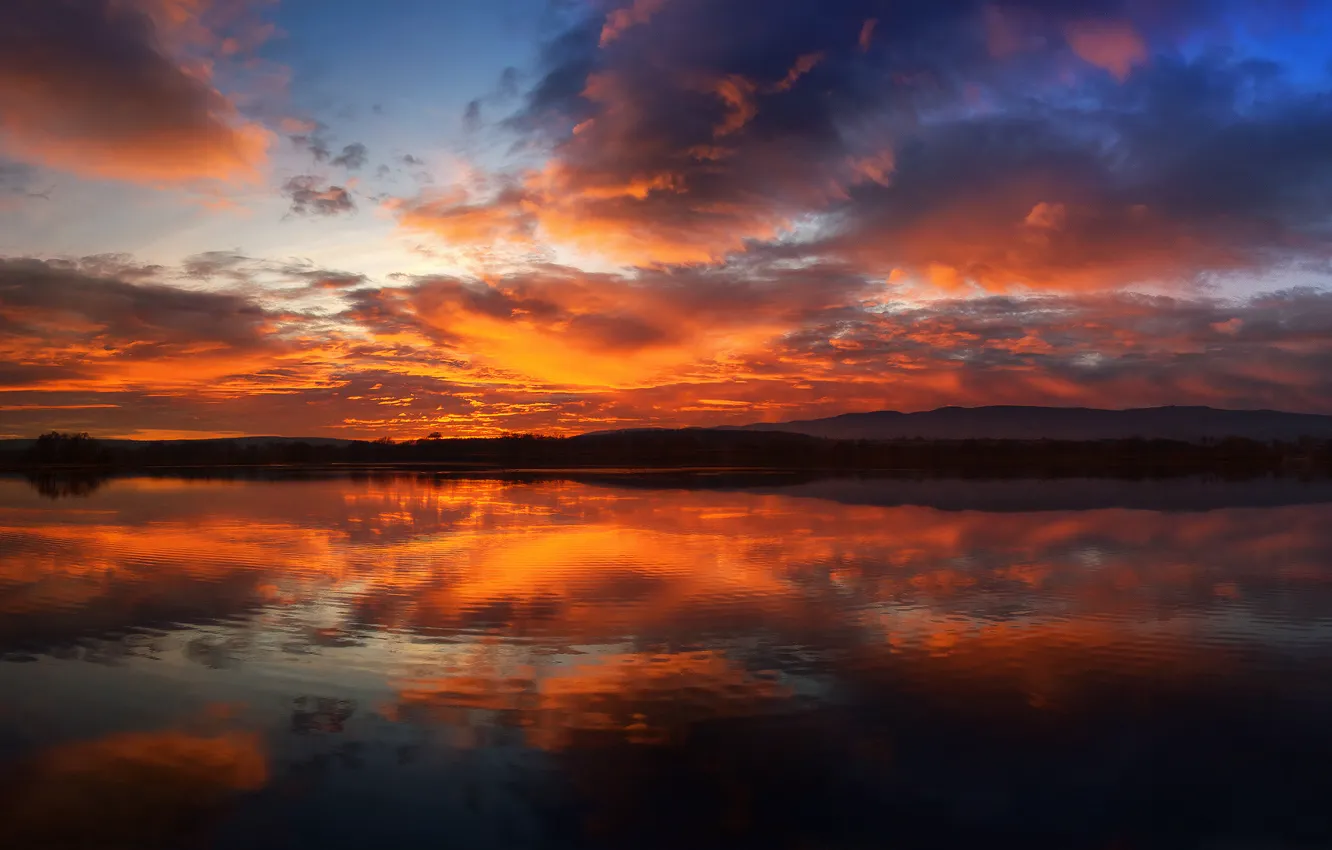 Wallpaper Forest The Sky Clouds Sunset Mountains Reflection River For Mobile And Desktop