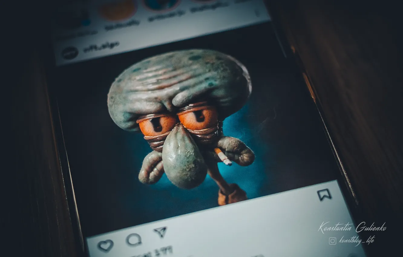 Photo wallpaper cartoon, spongebob, octopus, squidward, fotografia