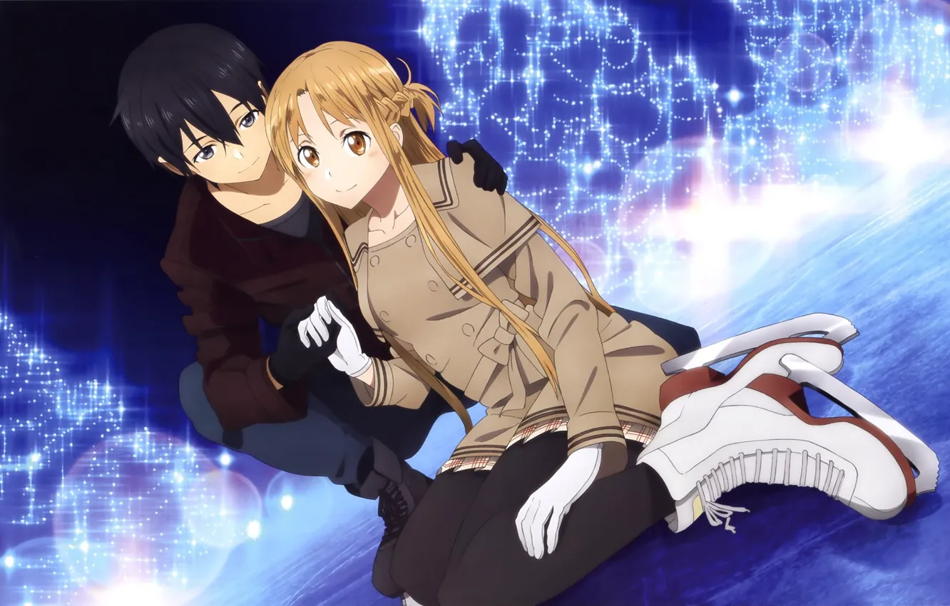 Photo wallpaper anime, art, sword art online, Asuna, Kirito