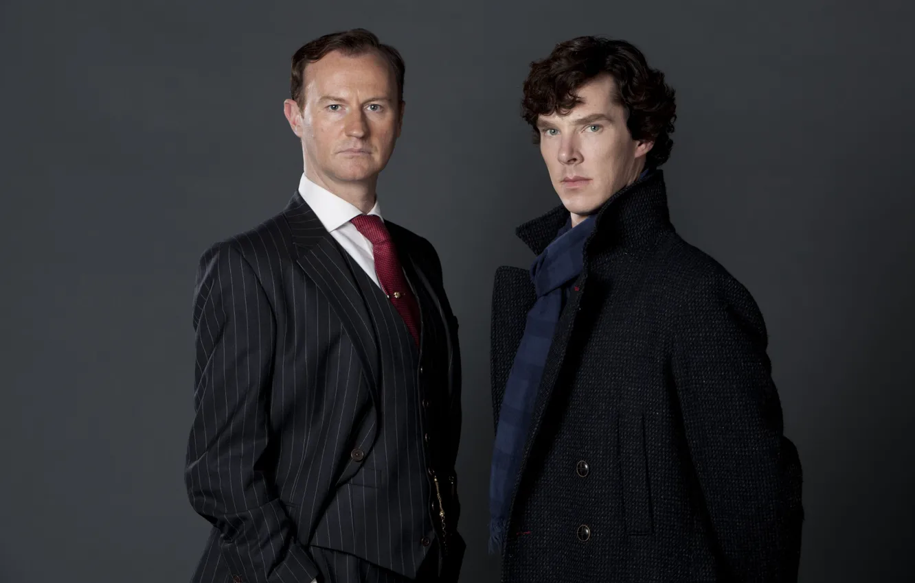 Photo wallpaper look, Sherlock Holmes, Benedict Cumberbatch, Sherlock, Mark Gatiss, Mycroft Holmes, Sherlock BBC, formal suit