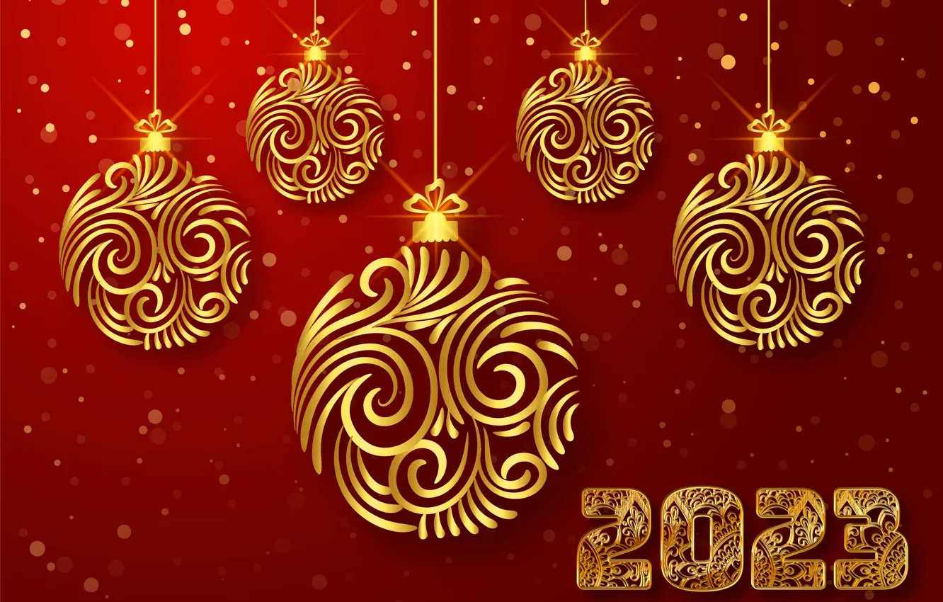 Photo wallpaper gold, balls, new year, figures, golden, balls, New Year, Happy