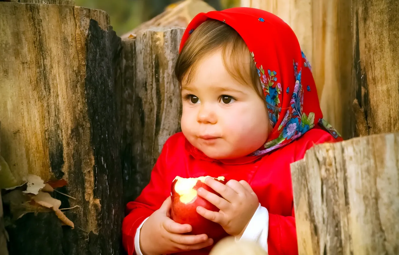 Photo wallpaper mood, apples, girl