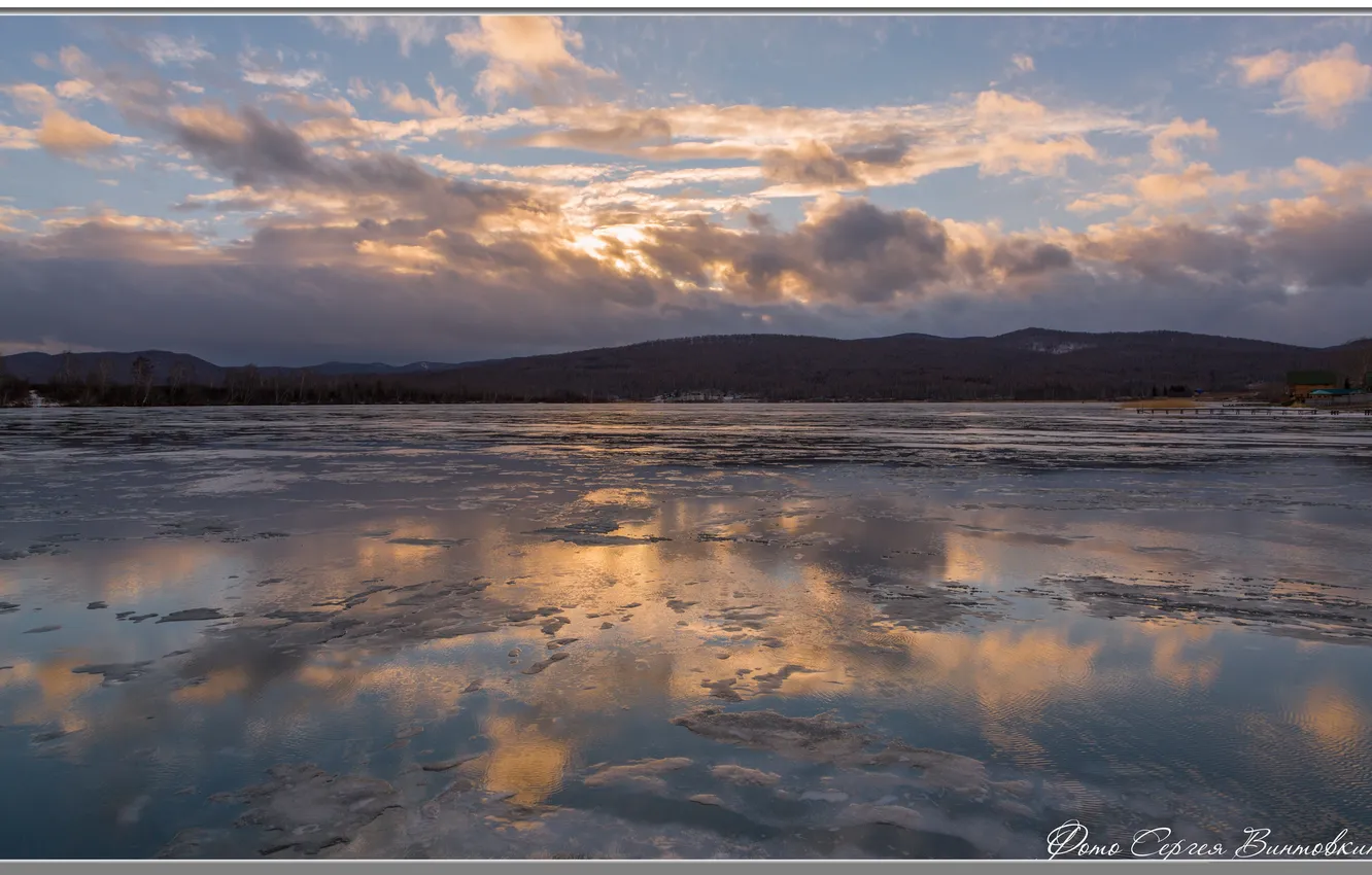 Photo wallpaper landscape, nature, winter landscape, THE FIRST ICE