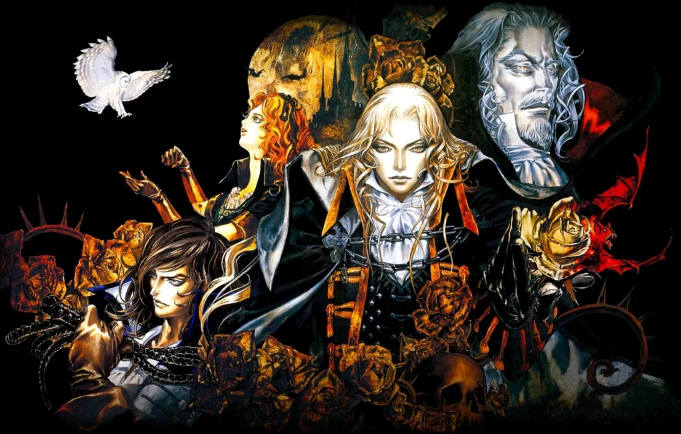 Photo wallpaper rose, flower, man, vampire, castlevania, hana, Lord, Dracula