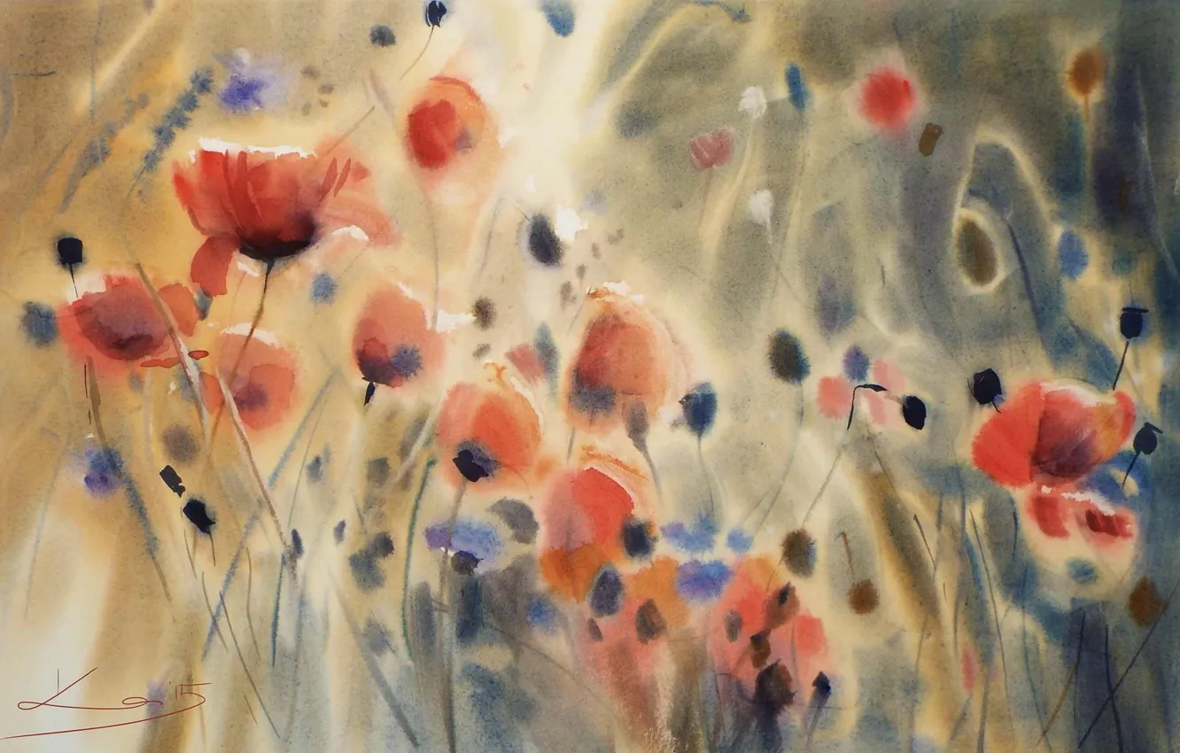 Photo wallpaper flowers, Maki, picture