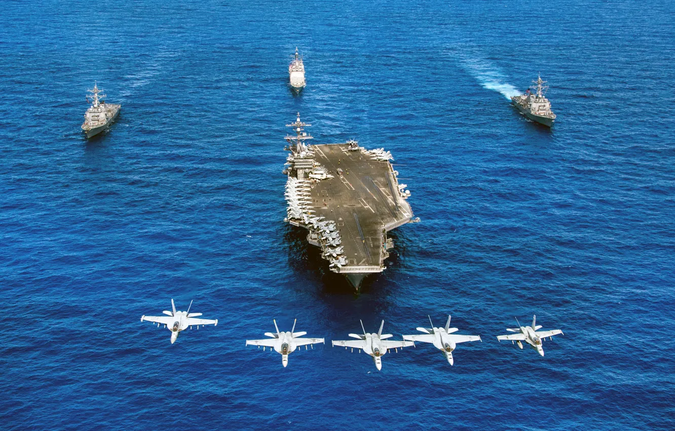 Photo wallpaper army, FA-18, aircraft carrier USS Carl Vinson
