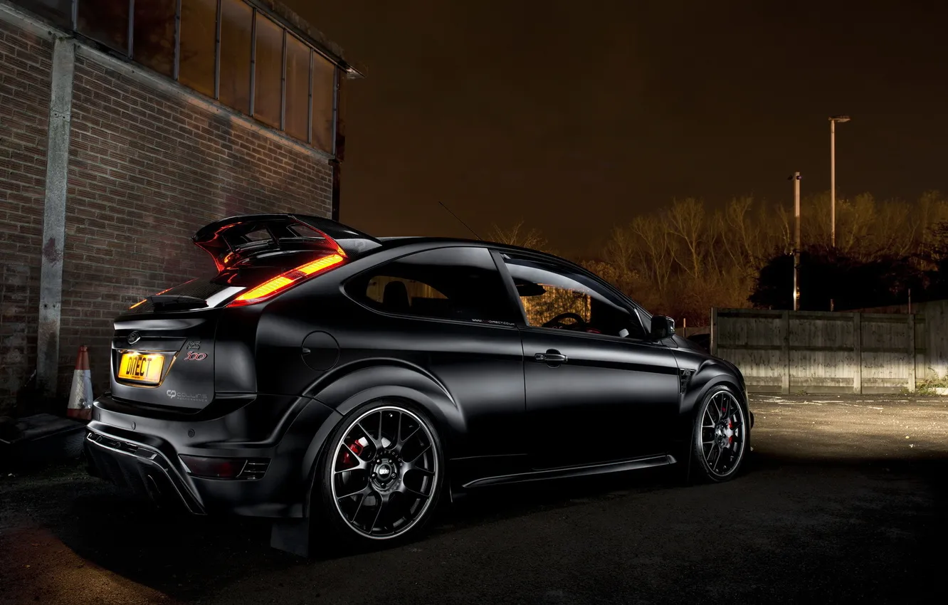 Photo wallpaper Ford, Focus, black, 500, Matte, bbs, back