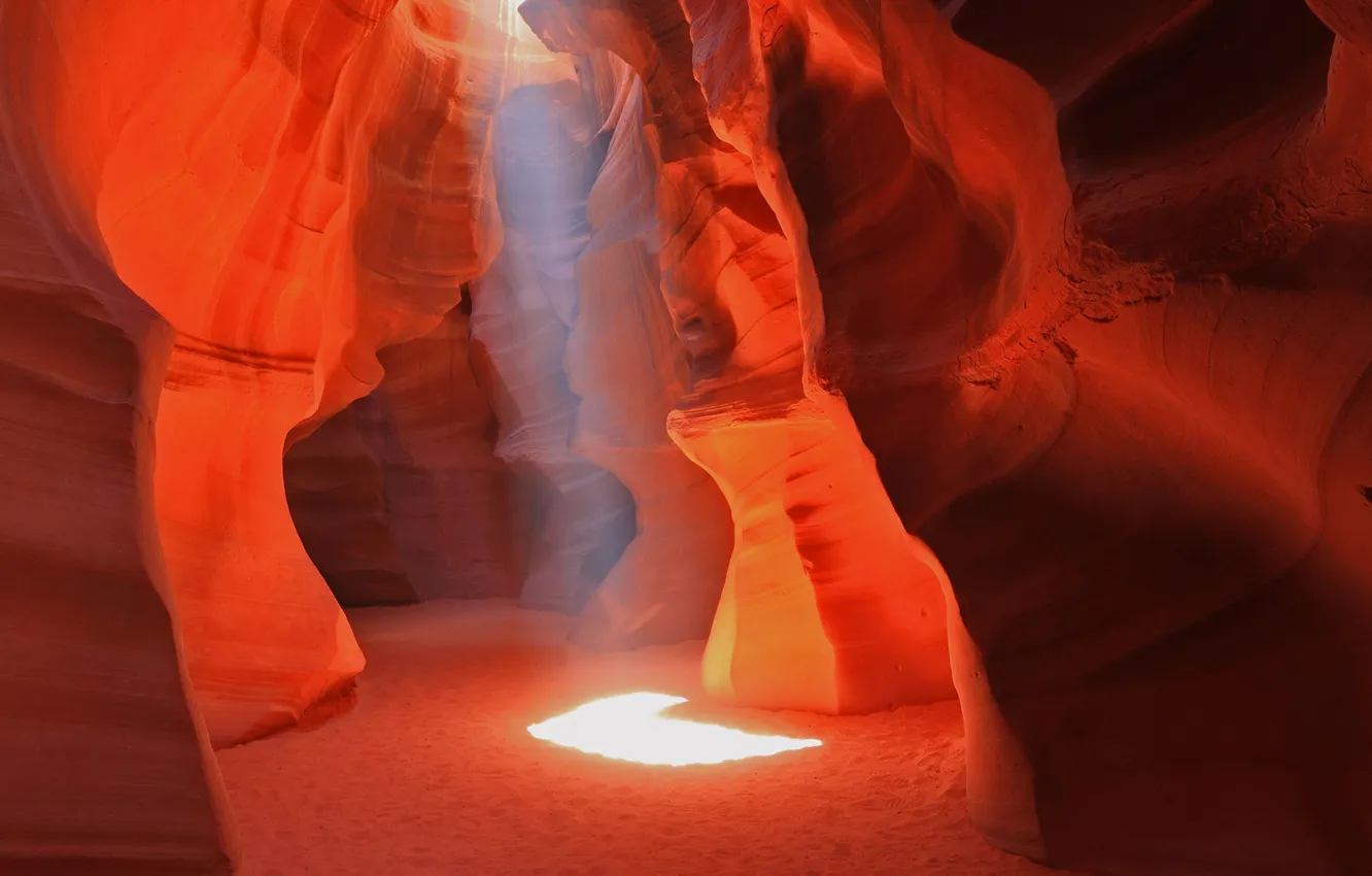 Photo wallpaper light, rocks, paint, AZ, cave, USA, antelope canyon, Paige