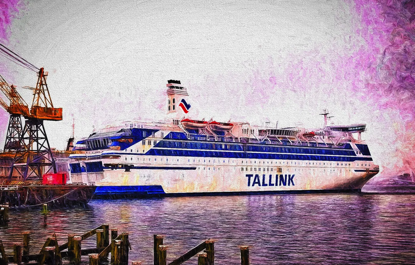 Photo wallpaper sea, ship, ferry, Tallink