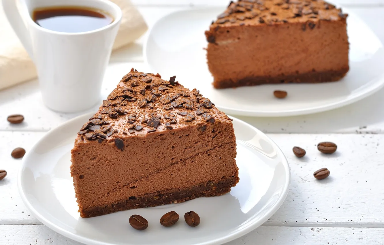 Photo wallpaper tea, food, chocolate, pie, cake, dessert, cakes, coffee