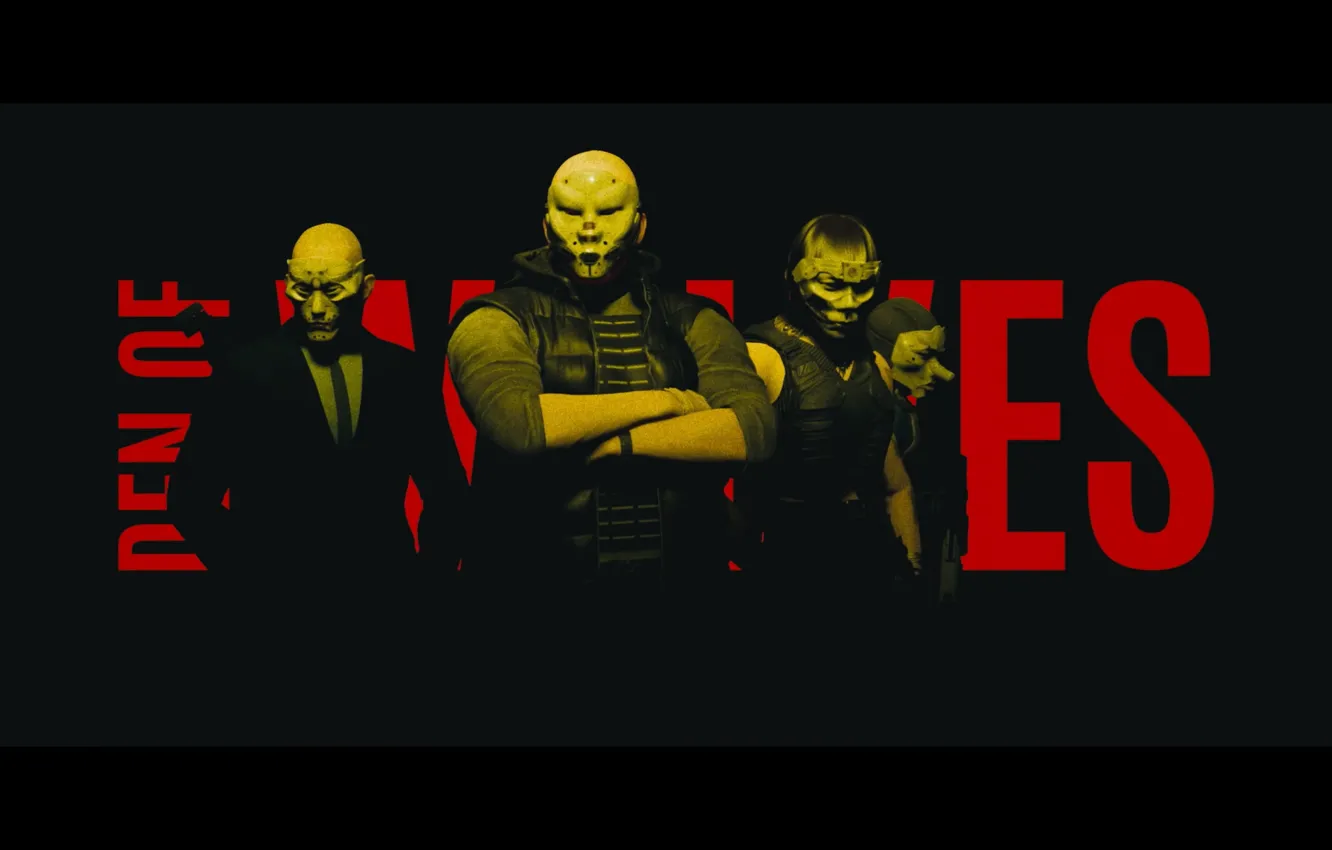 Photo wallpaper mask, cyberpunk, Anonymous, shooter, cooperative, Den of Wolves