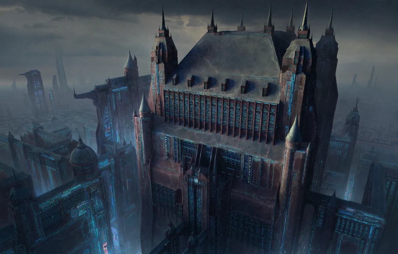 Photo wallpaper city, the city, fiction, mediocrity, building, fantasy, architecture, normandy