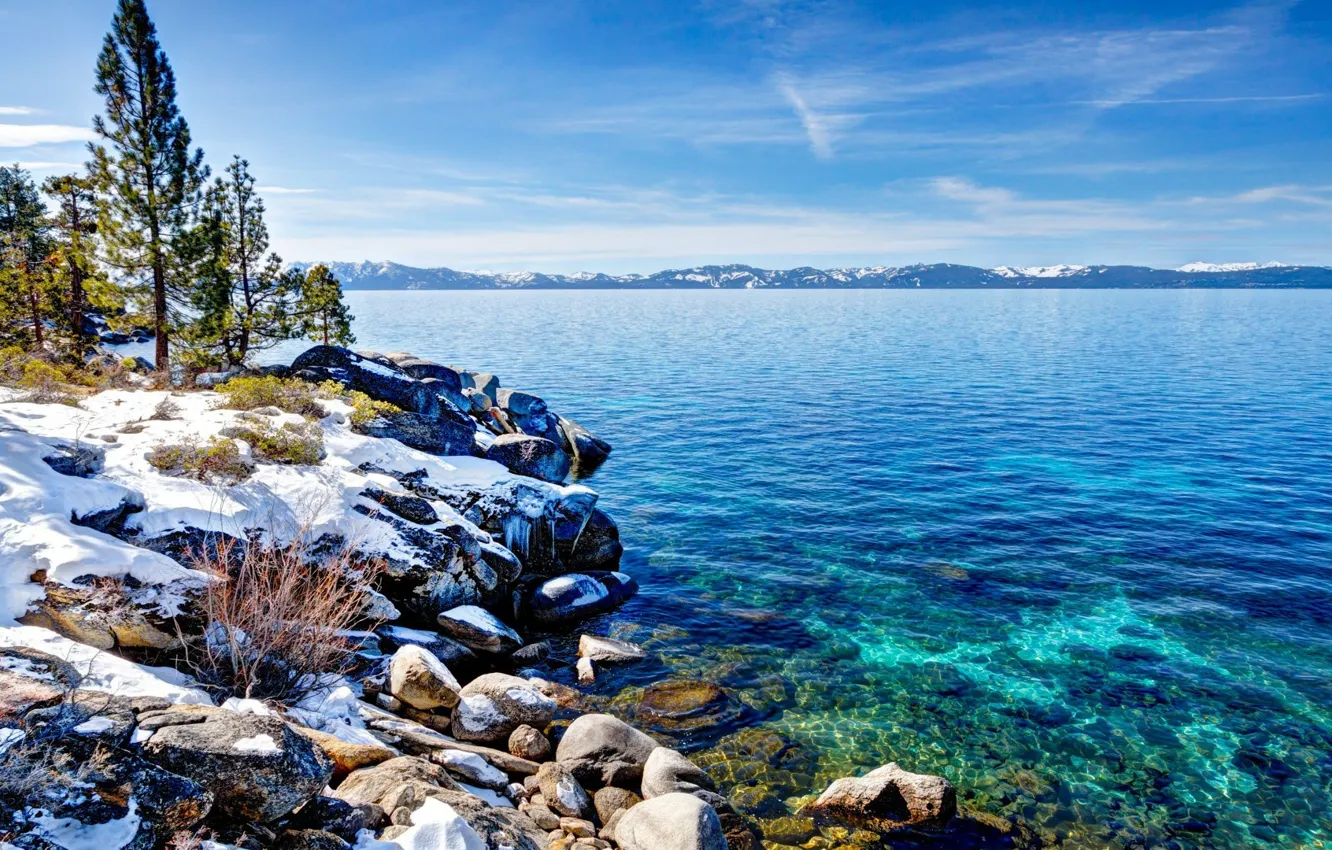 Photo wallpaper winter, snow, nature, CA, Lake Tahoe, ohero